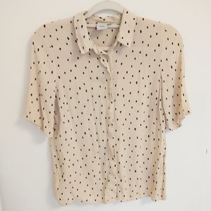 Ichi | Jade cream and black short sleeved shirt